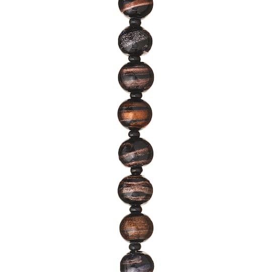 Black &#x26; Amber Lampwork Glass Beads, 10mm by Bead Landing&#x2122;